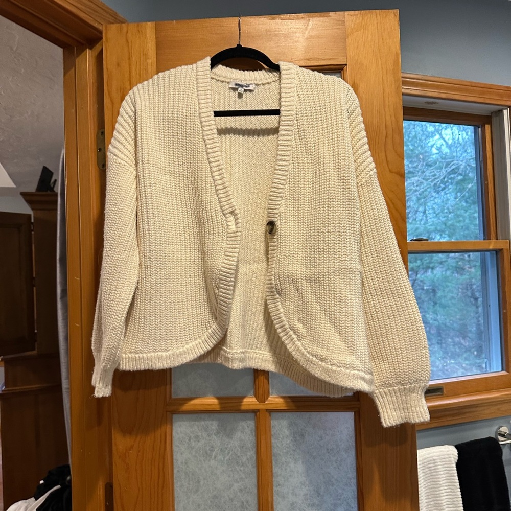Madewell Cream Open-Front Cardigan